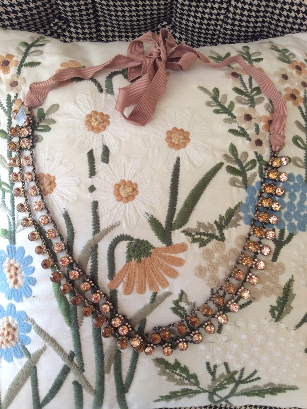 J. Crew Champagne Gold Pave Crystal Necklace -Collection Circa 2011- NWT